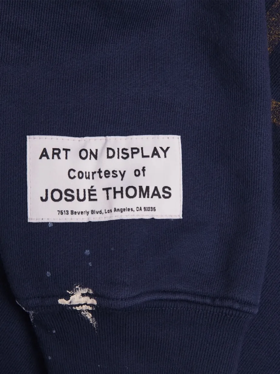 GALLERY DEPT. PAINT LOGO HOODIE/Vintage Navy Purple English graffiti distressed hoodie Purple S-XL Front panel GD ENGLISH logo Enlarged back logo Ready-to-wear belt printed with wash and distressed Made with faded distressed texture There is "Art on Display" pattern patch on the cuffs All painted by old craftsmen with splashes of ink Original mold opening Fabric custom woven and dyed Perfect reproduction of the correct version